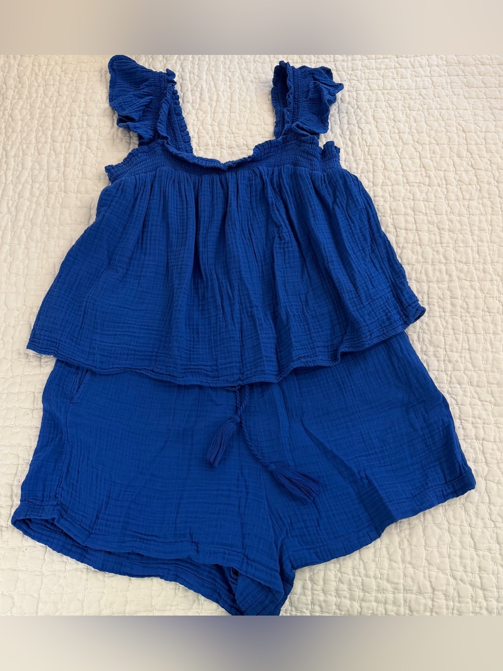 Royal Blue Ruffled Tank & Shorts Set